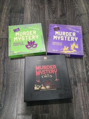 Lot Of 3 Murder Mystery Board Game Set - Host Your Own
